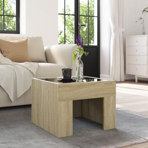 Sofabord med Infinity LED-lys 40x40x30 cm sonoma-eg