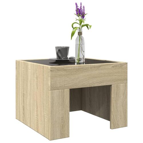 Sofabord med Infinity LED-lys 40x40x30 cm sonoma-eg