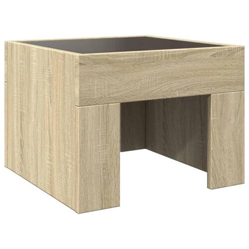 Sofabord med Infinity LED-lys 40x40x30 cm sonoma-eg