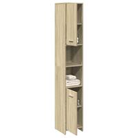 Badeværelsesskab 30x30x183,5 cm konstrueret træ sonoma-eg