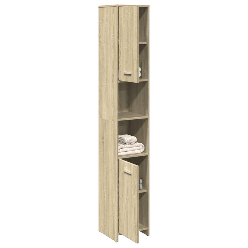 Badeværelsesskab 30x30x183,5 cm konstrueret træ sonoma-eg