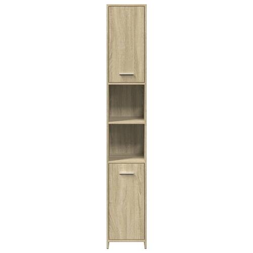 Badeværelsesskab 30x30x183,5 cm konstrueret træ sonoma-eg