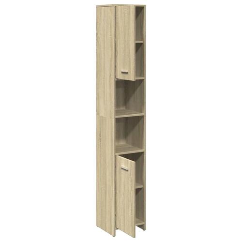 Badeværelsesskab 30x30x183,5 cm konstrueret træ sonoma-eg