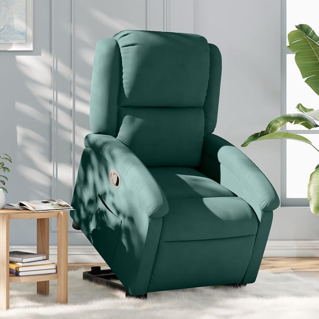 Løftestol velour mørkegrøn