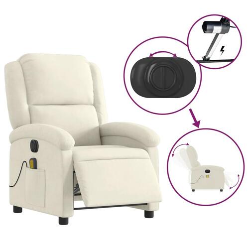 Massagestol velour cremefarvet
