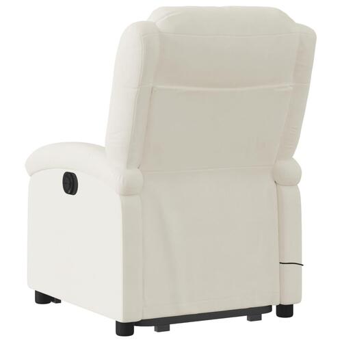 Massagestol med løftefunktion velour cremefarvet