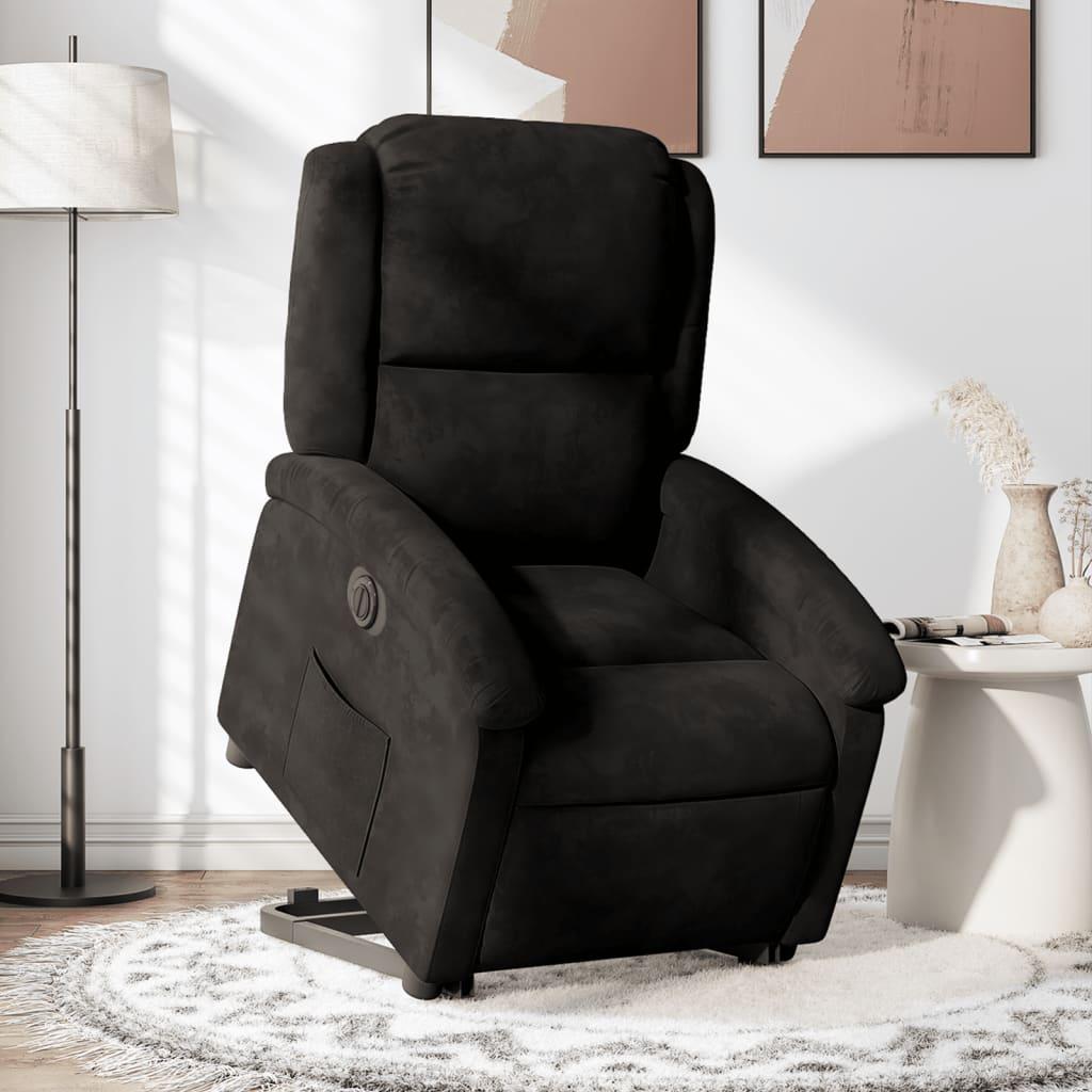 Løftestol velour sort
