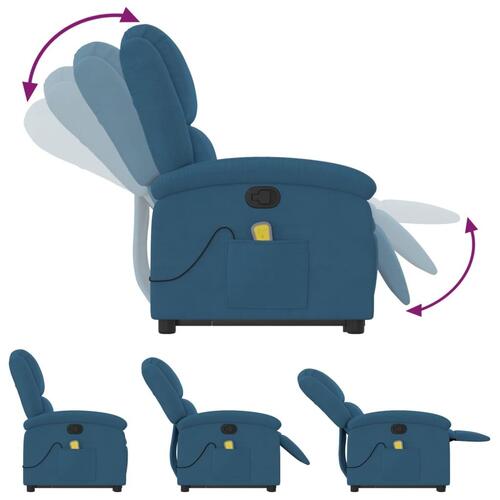 Løftestol med massagefunktion fløjl blå