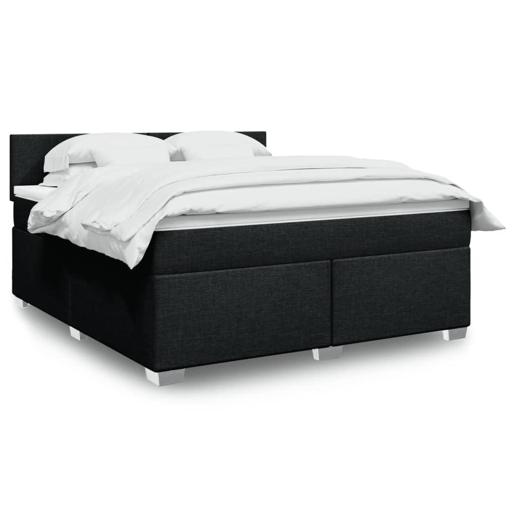 Kontinentalseng med madras 180x200 cm stof sort billede