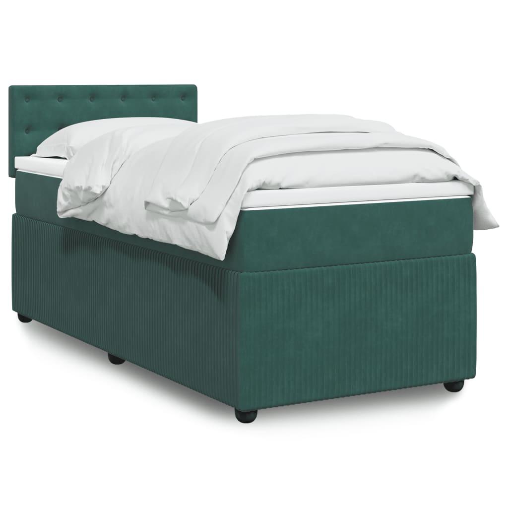 Kontinentalseng med madras 90x190 cm fløjl mørkegrøn billede