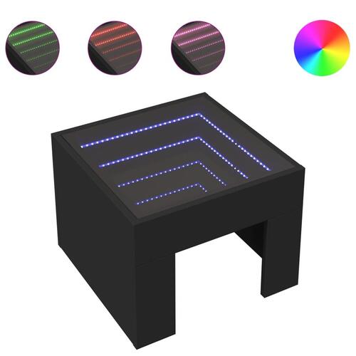 Sofabord med Infinity LED-lys 40x40x30 cm sort