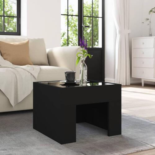 Sofabord med Infinity LED-lys 40x40x30 cm sort