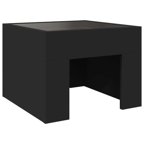 Sofabord med Infinity LED-lys 40x40x30 cm sort
