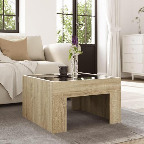 Sofabord med Infinity LED-lys 50x50x30 cm sonoma-eg