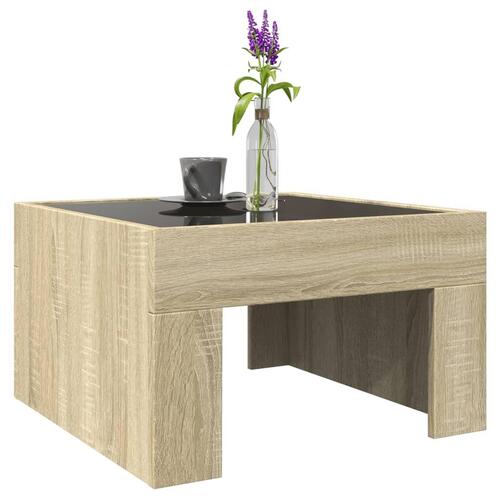 Sofabord med Infinity LED-lys 50x50x30 cm sonoma-eg
