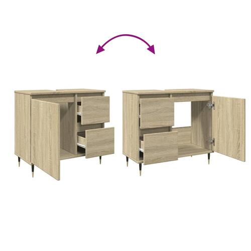 Underskab til badeværelse 65x33x60 cm konstrueret træ sonoma-eg