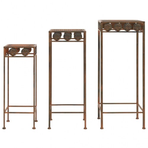 Plantestativsæt i 3 dele - vintagestil metal, rustfarve