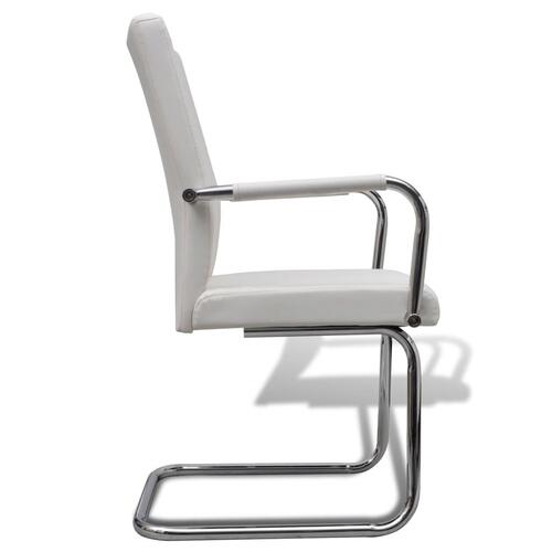 Spisebordsstole med cantilever 4 stk. kunstlæder hvid