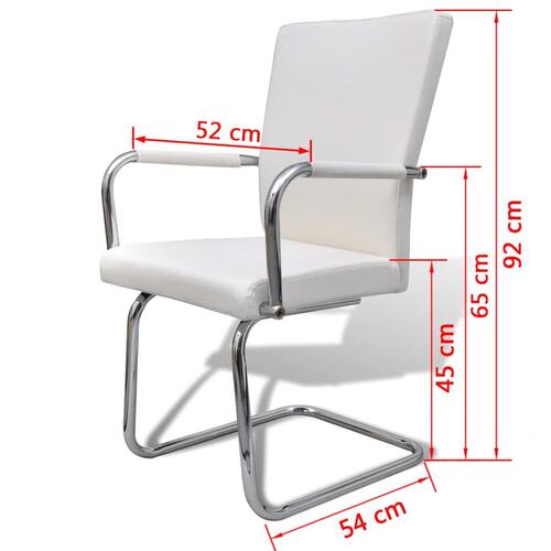 Spisebordsstole med cantilever 4 stk. kunstlæder hvid
