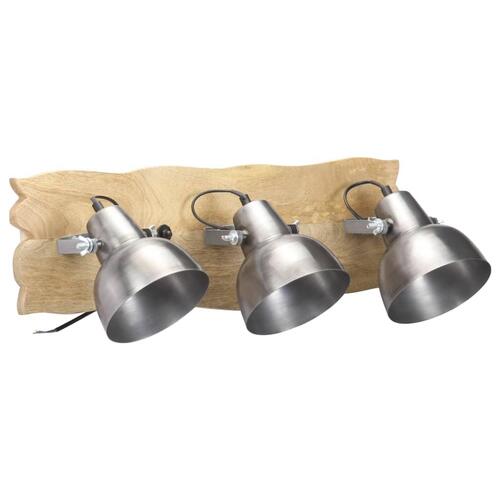 Industriel væglampe 68x23 cm E27 mangotræ sølvfarvet