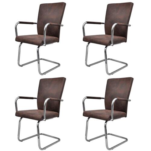 Spisebordsstole med cantilever 4 stk. åndbart kunstlæder brun