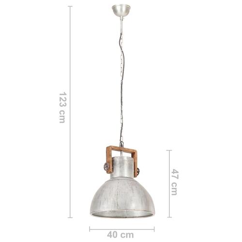 Industriel hængelampe 25 W rund 40 cm E27 sølvfarvet
