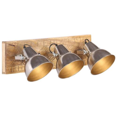 Industriel væglampe 70x23 cm E27 mangotræ sølvfarvet