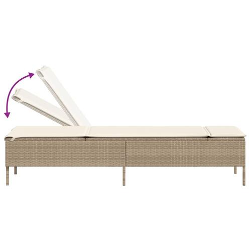 Liggestolesæt med hynde 3 dele polyrattan beige