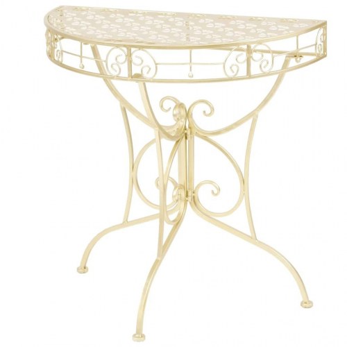 Sidebord i vintagestil - halvrundt metal 72×36×74 cm, guldfarvet