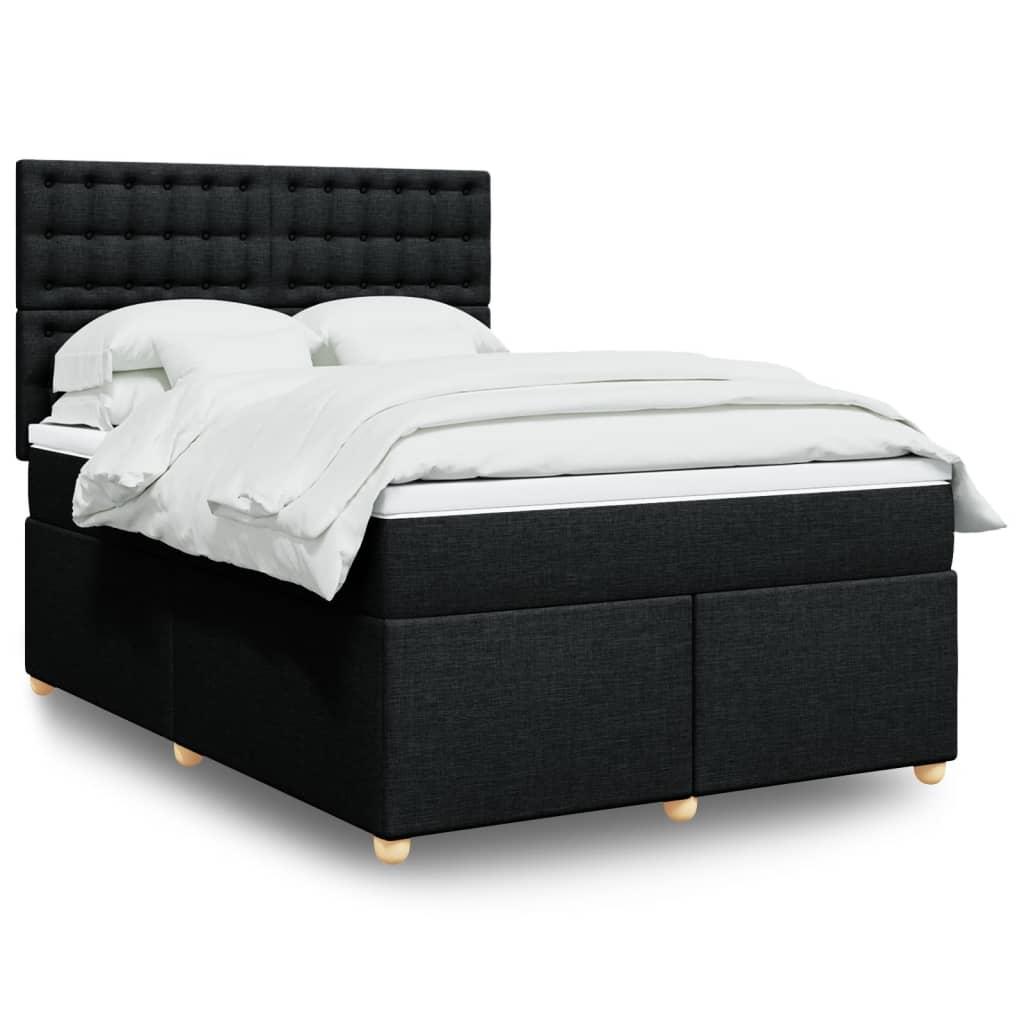 Kontinentalseng med madras 140x190 cm stof sort billede