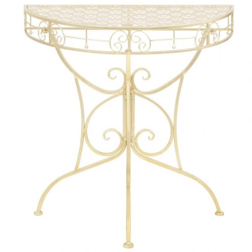 Sidebord i vintagestil - halvrundt metal 72×36×74 cm, guldfarvet