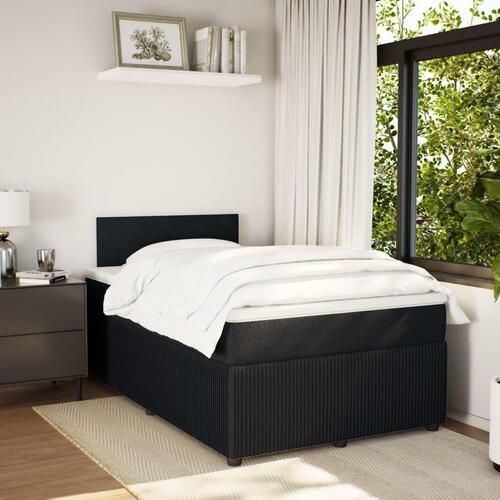 Kontinentalseng med madras 120x190 cm velour sort
