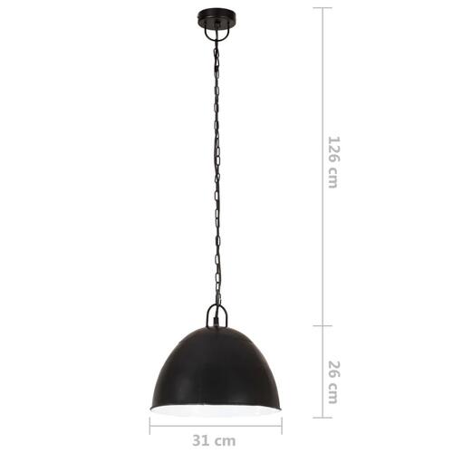 Industriel hængelampe 25 W rund 31 cm E27 mat sort