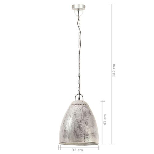 Industriel hængelampe 25 W rund 32 cm E27 sølvfarvet