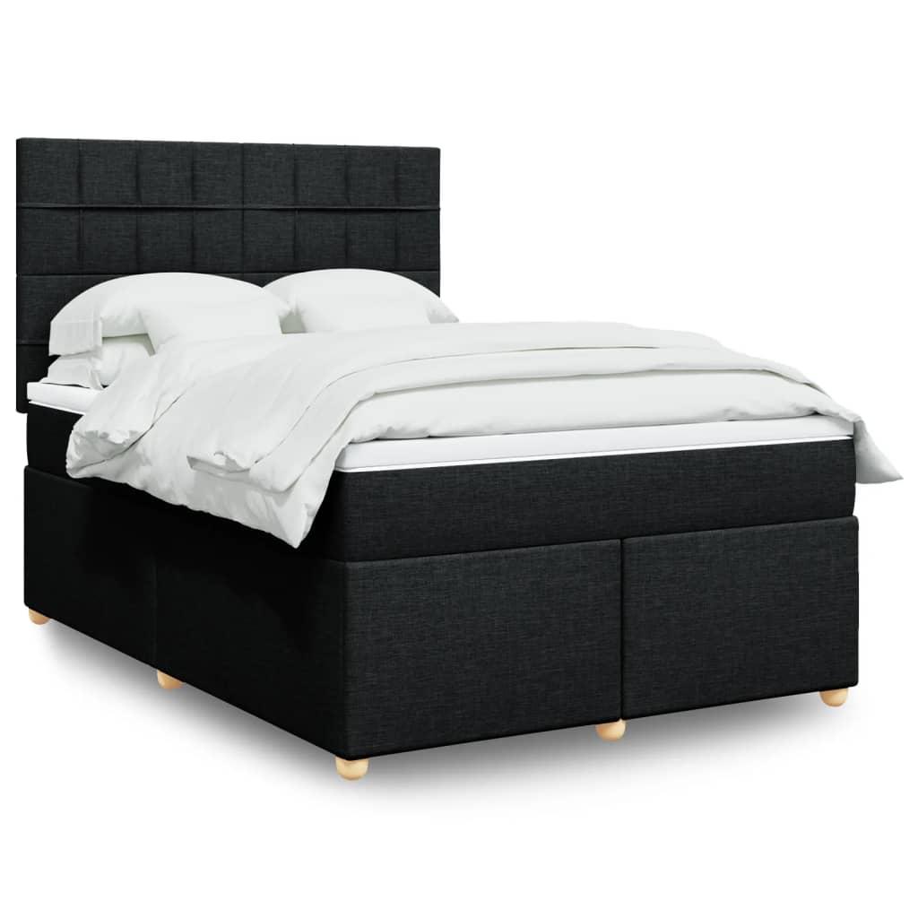 Kontinentalseng med madras 140×190 cm - stof, sort