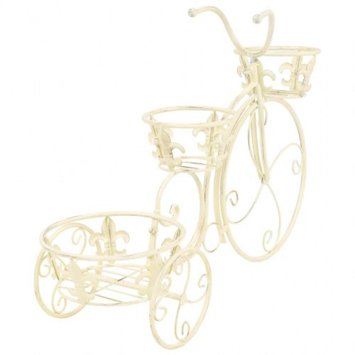 Plantestativ i cykelform - vintagestil, metal, antik hvid