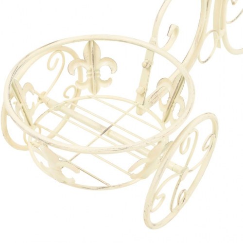 Plantestativ i cykelform - vintagestil, metal, antik hvid