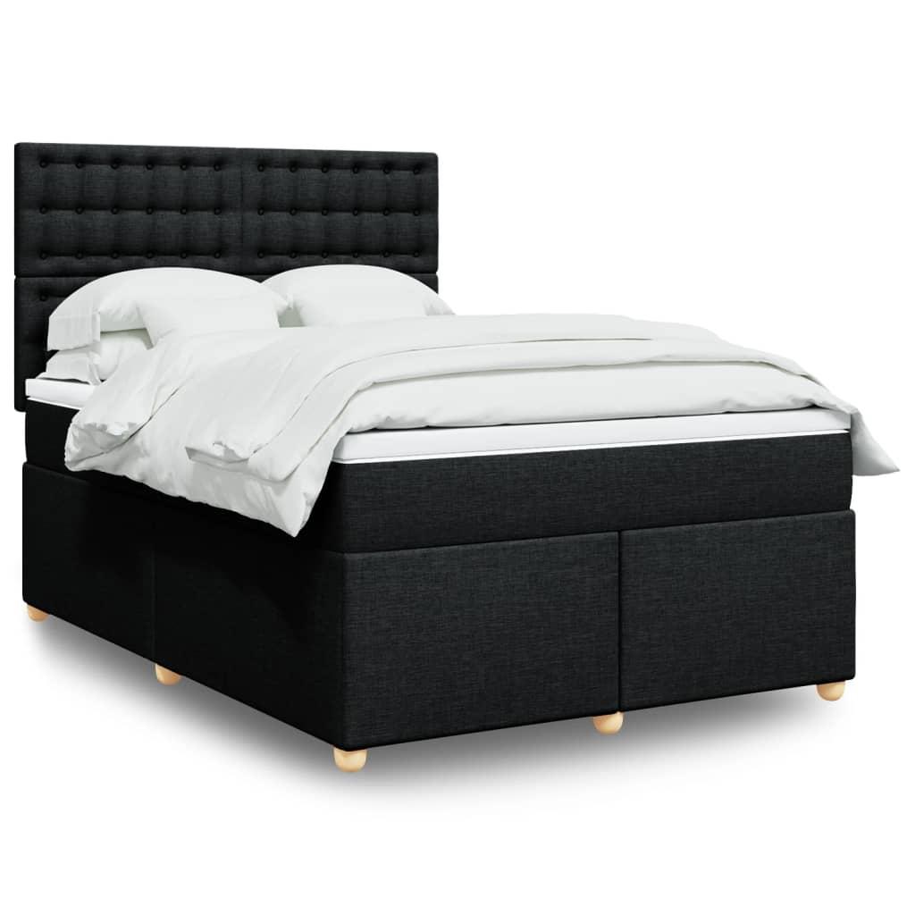 Kontinentalseng med madras 140×190 cm - stof, sort