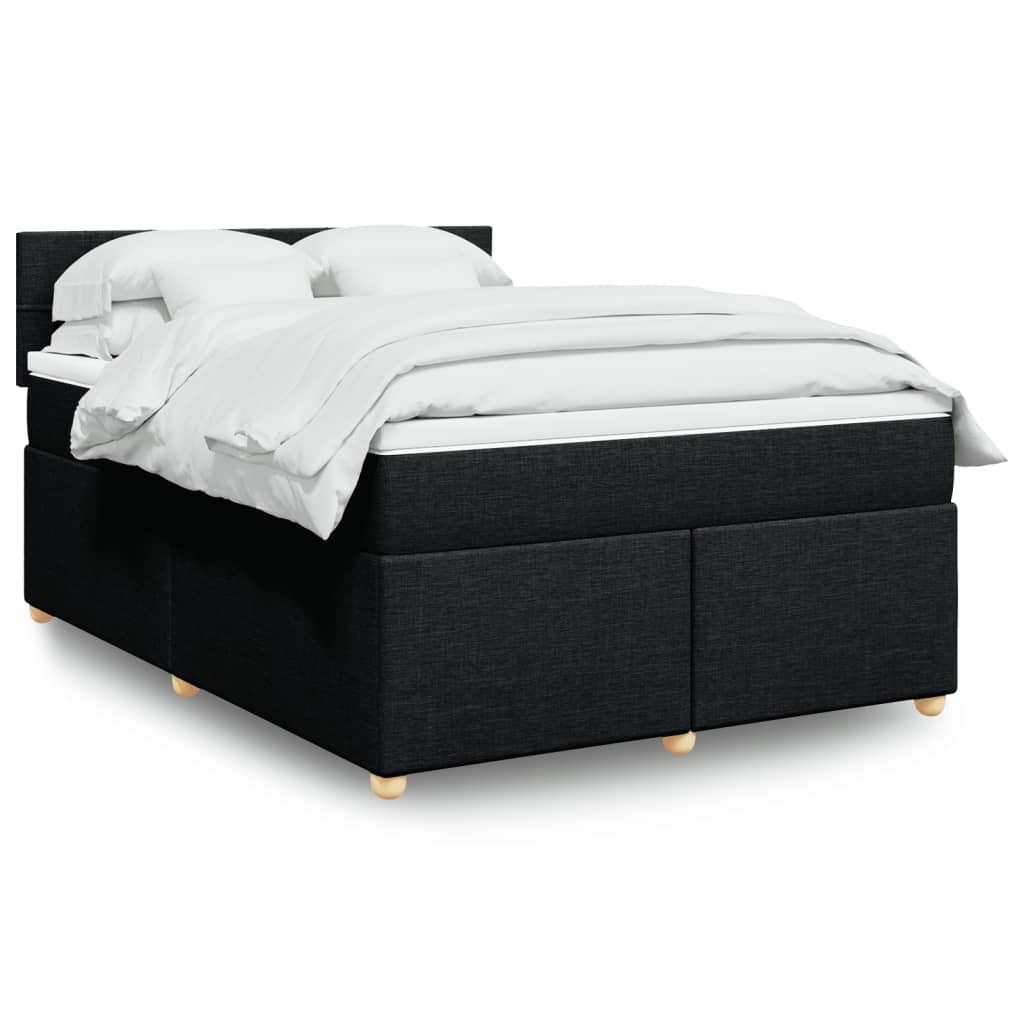 Kontinentalseng med madras 140x190 cm stof sort billede