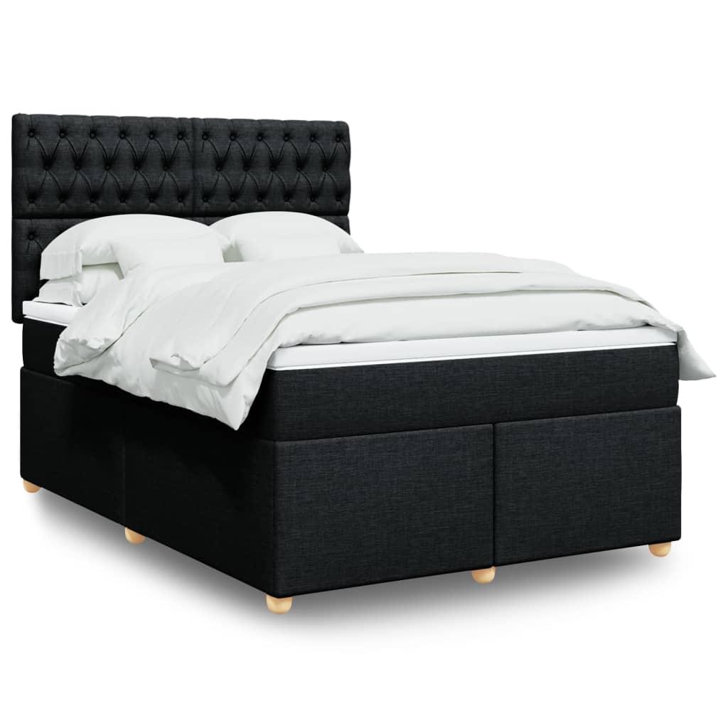 Kontinentalseng med madras 140x190 cm stof sort billede