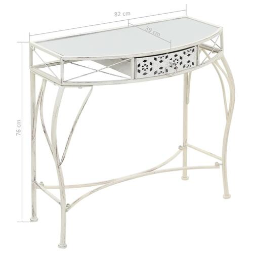 Sidebord i fransk stil metal 82 x 39 x 76 cm hvid