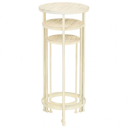 Plantestativer 3 dele vintagestil metal antik hvid