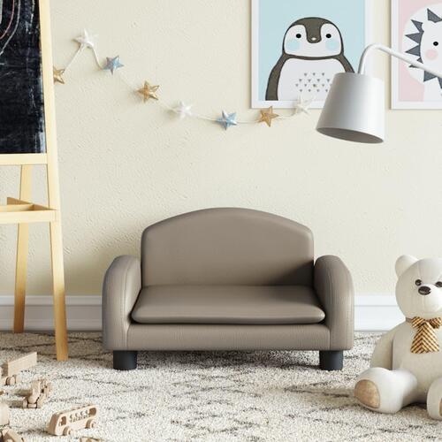 Sofa til børn 50x40x30 cm kunstlæder cappuccinofarvet