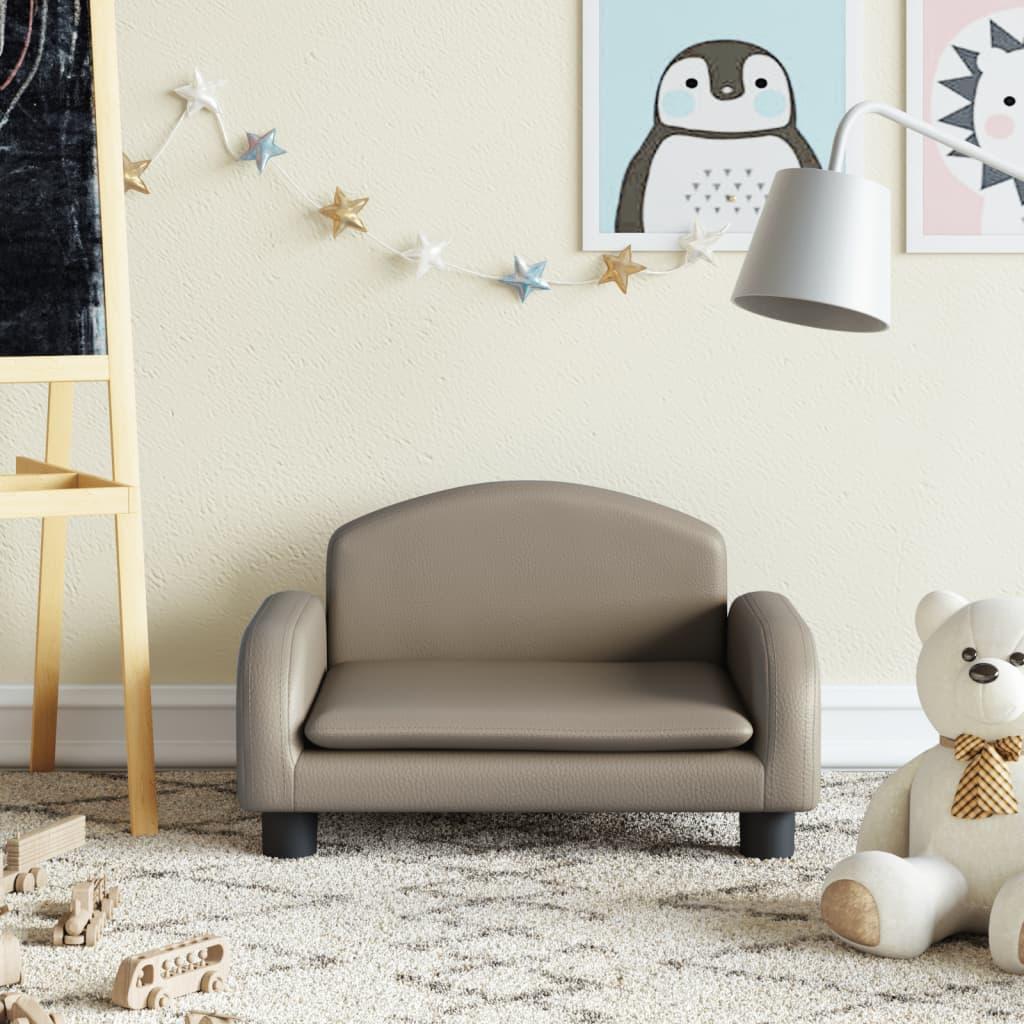 Sofa til børn 50x40x30 cm kunstlæder cappuccinofarvet