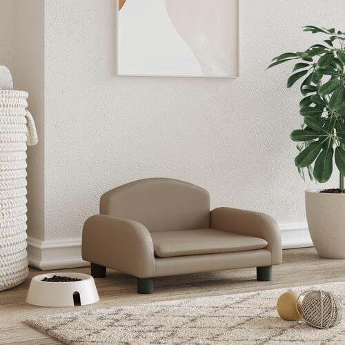 Hundeseng 50x40x30 cm kunstlæder cappuccinofarvet