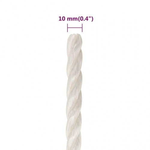 Arbejdsreb 10 mm - 500 m snoet polypropylen, hvid