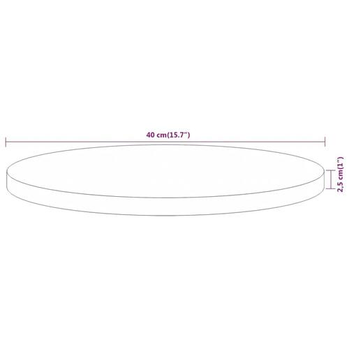 Bordplade Ø40x2,5 cm rund massivt akacietræ