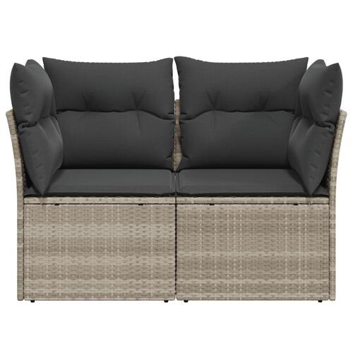 2-personers havesofa med hynder polyrattan lysegrå