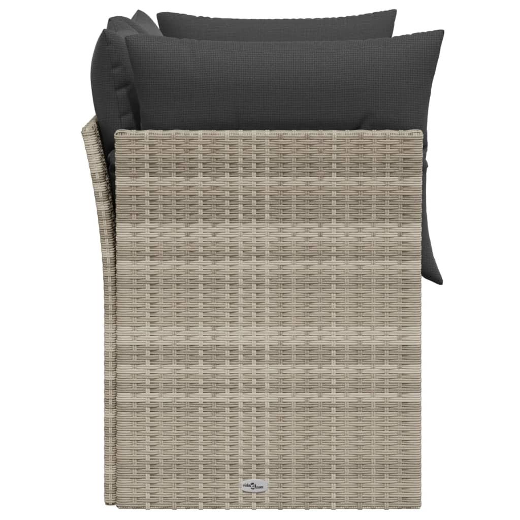 2-personers havesofa med hynder polyrattan lysegrå