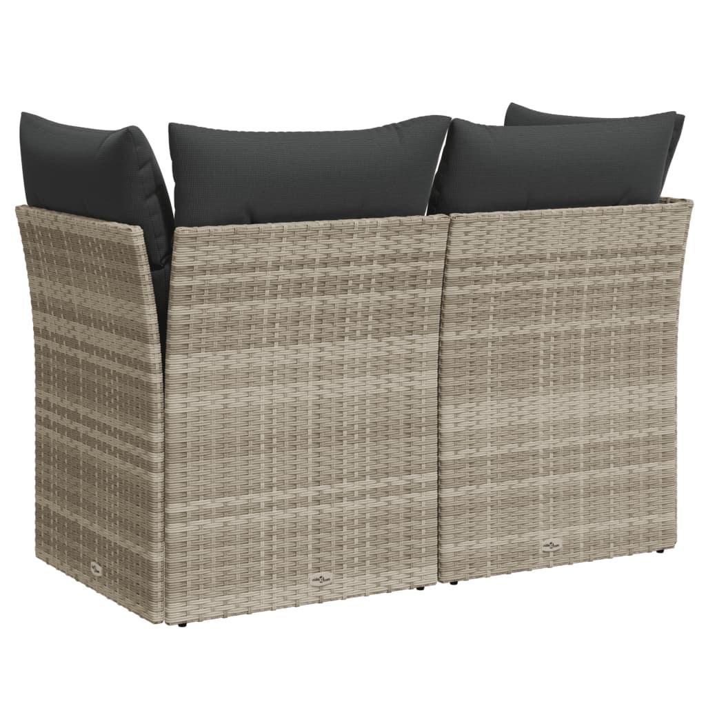 2-personers havesofa med hynder polyrattan lysegrå